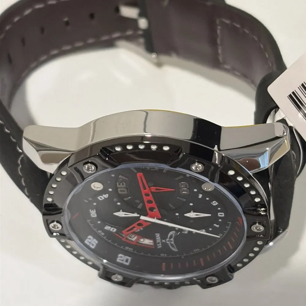 Invicta S1 Rally 69848 Men’s Chronograph Black Red Dial Leather Strap New In Box